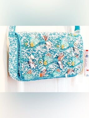 NWT Beaded Sequin Fish Shoulder Bag – Aqua/Turquoise